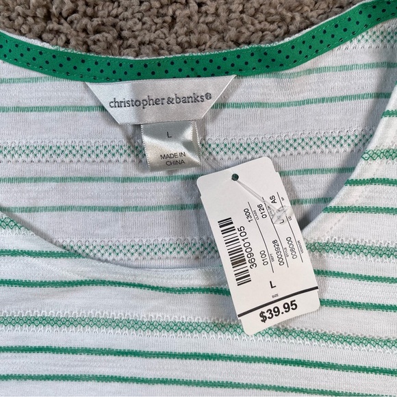 Christopher & Banks striped NEW long sleeve top shirt Large casual layering - Picture 2 of 10